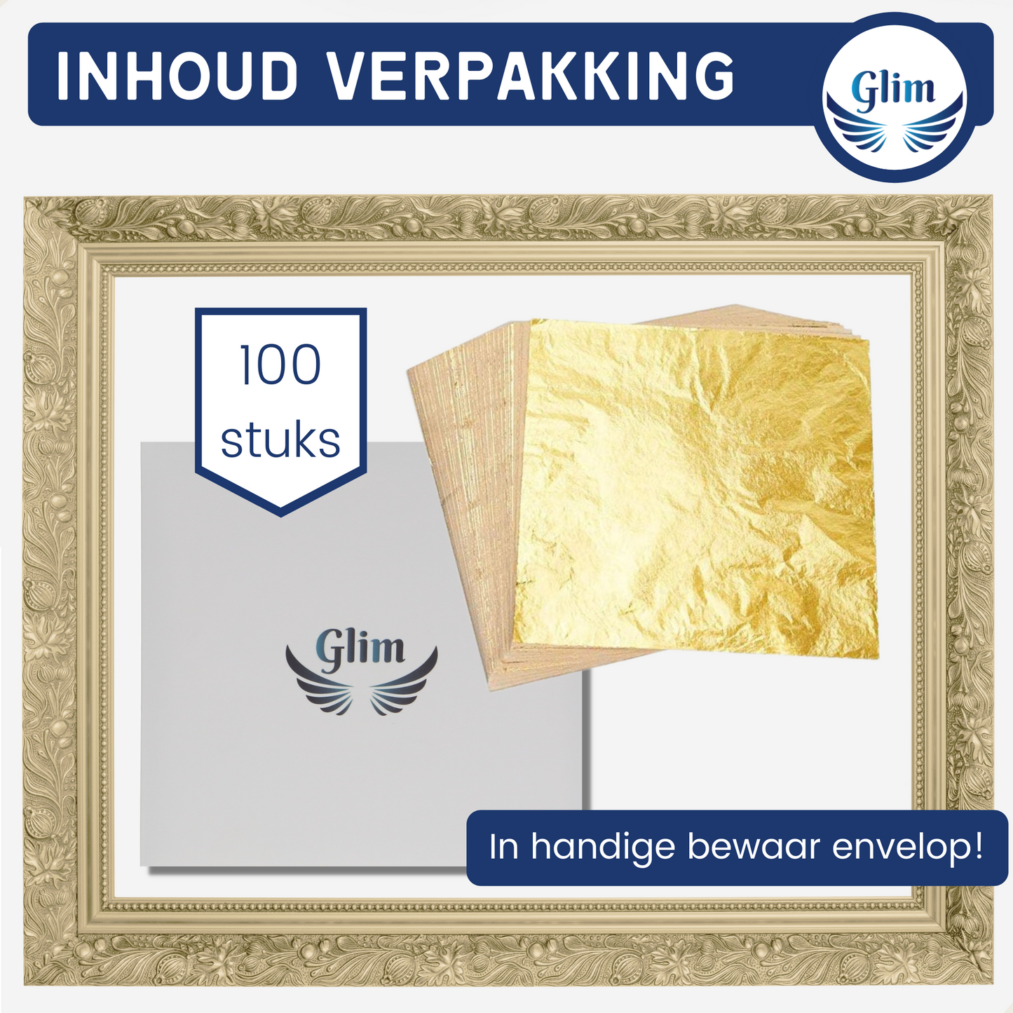Glim® Bladmetaal Goud XL - 100 vellen - 16*16cm