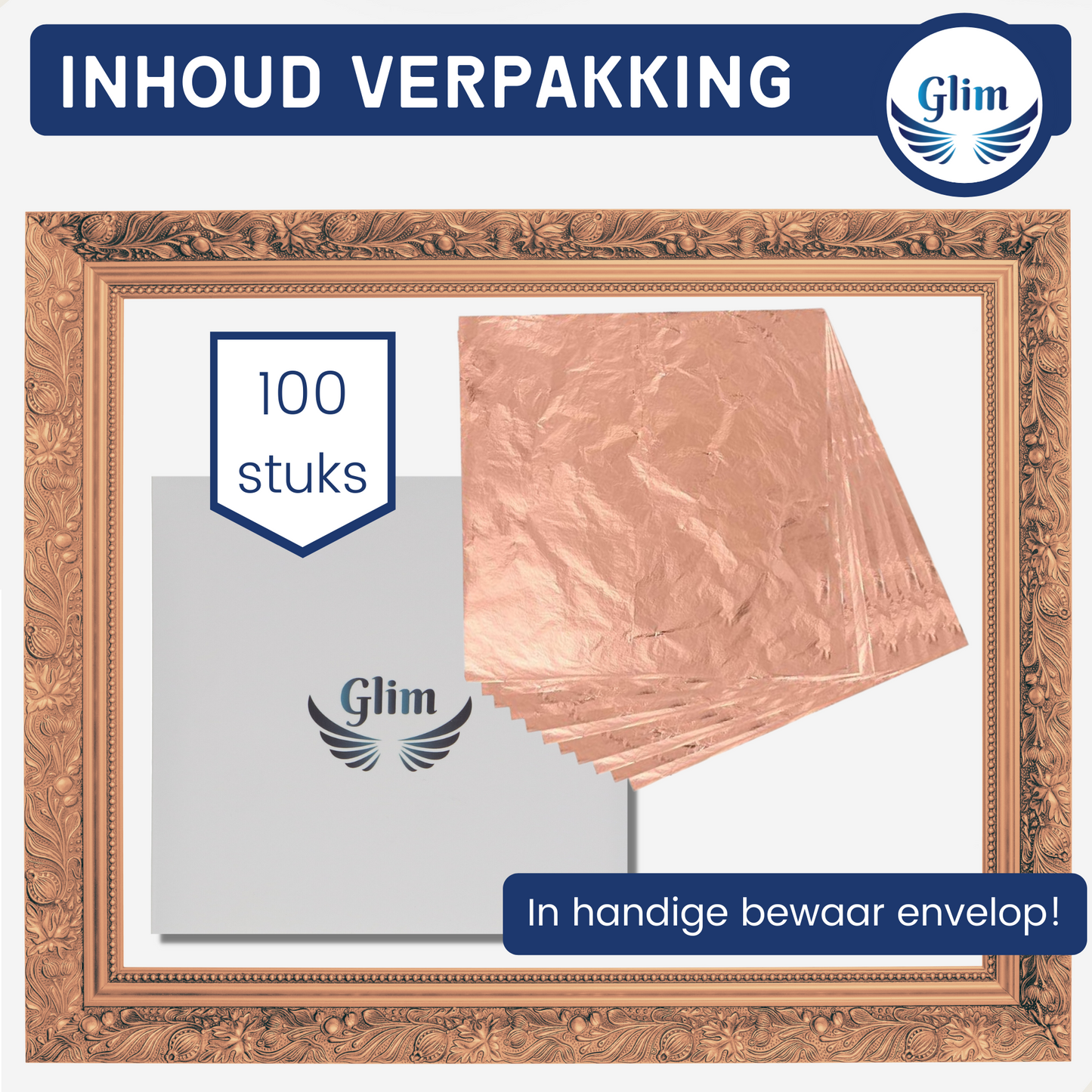 Glim® Bladmetaal Koper XL - 100 vellen - 16*16cm