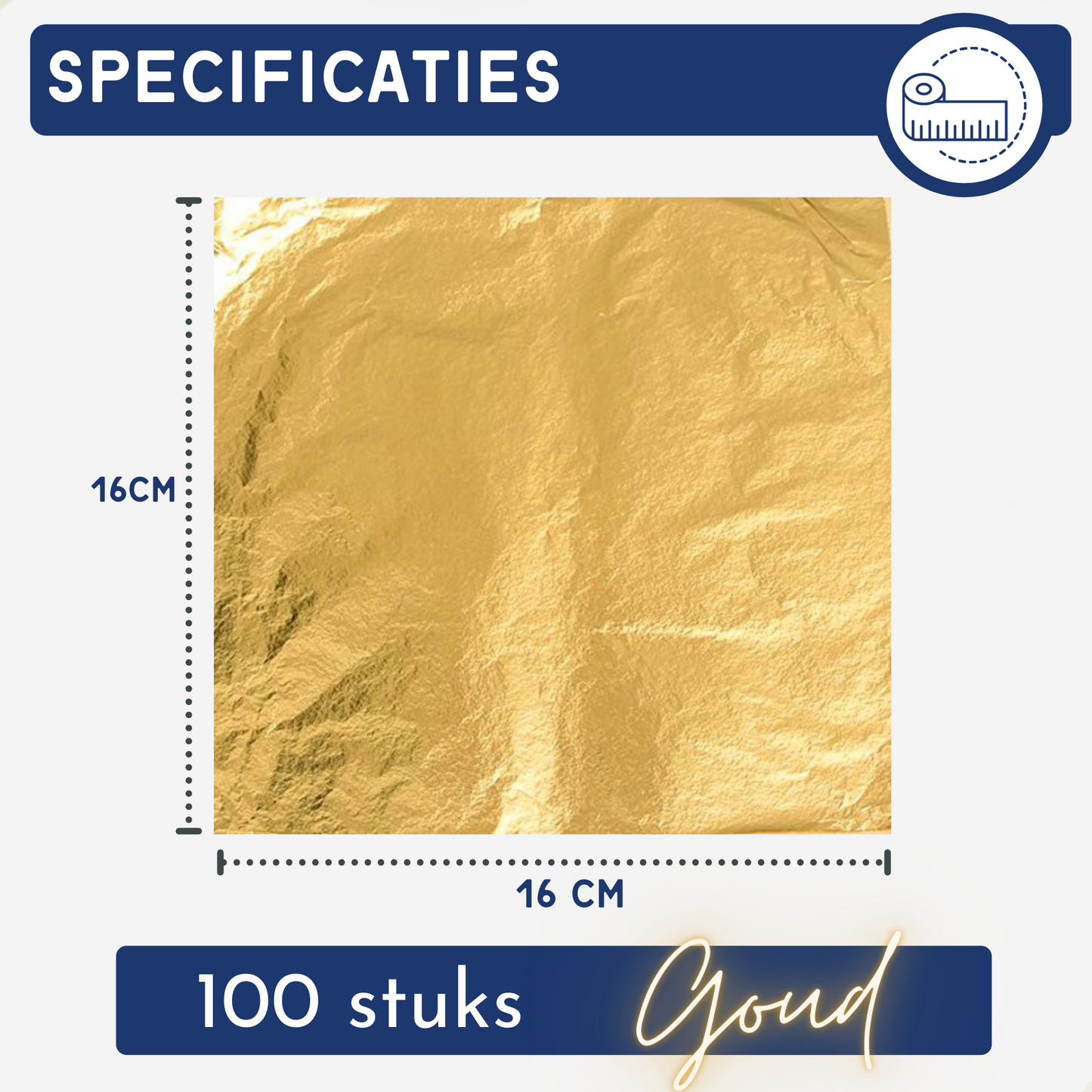 Glim® Bladmetaal Goud XL - 100 vellen - 16*16cm