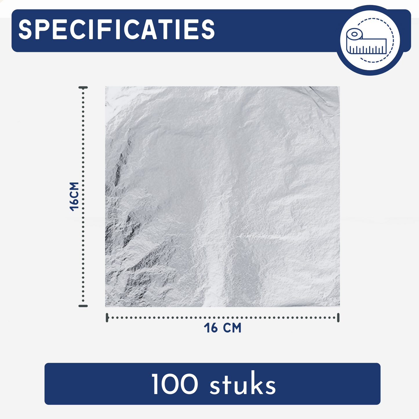 Glim® Bladmetaal Zilver XL - 100 vellen - 16*16cm