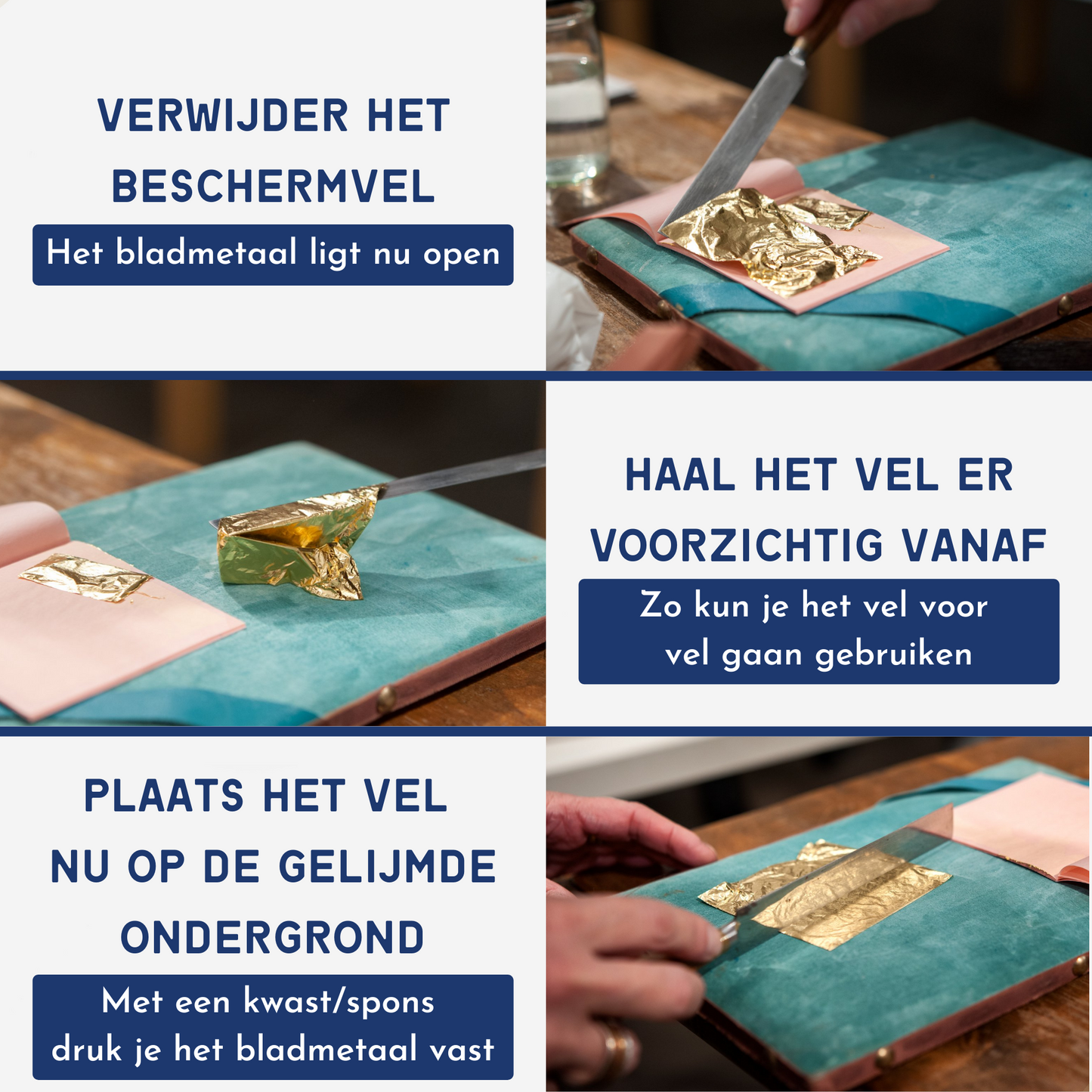 Glim® Bladmetaal Goud set XL + Lijm & Vernis - 100 vellen - 16*16cm