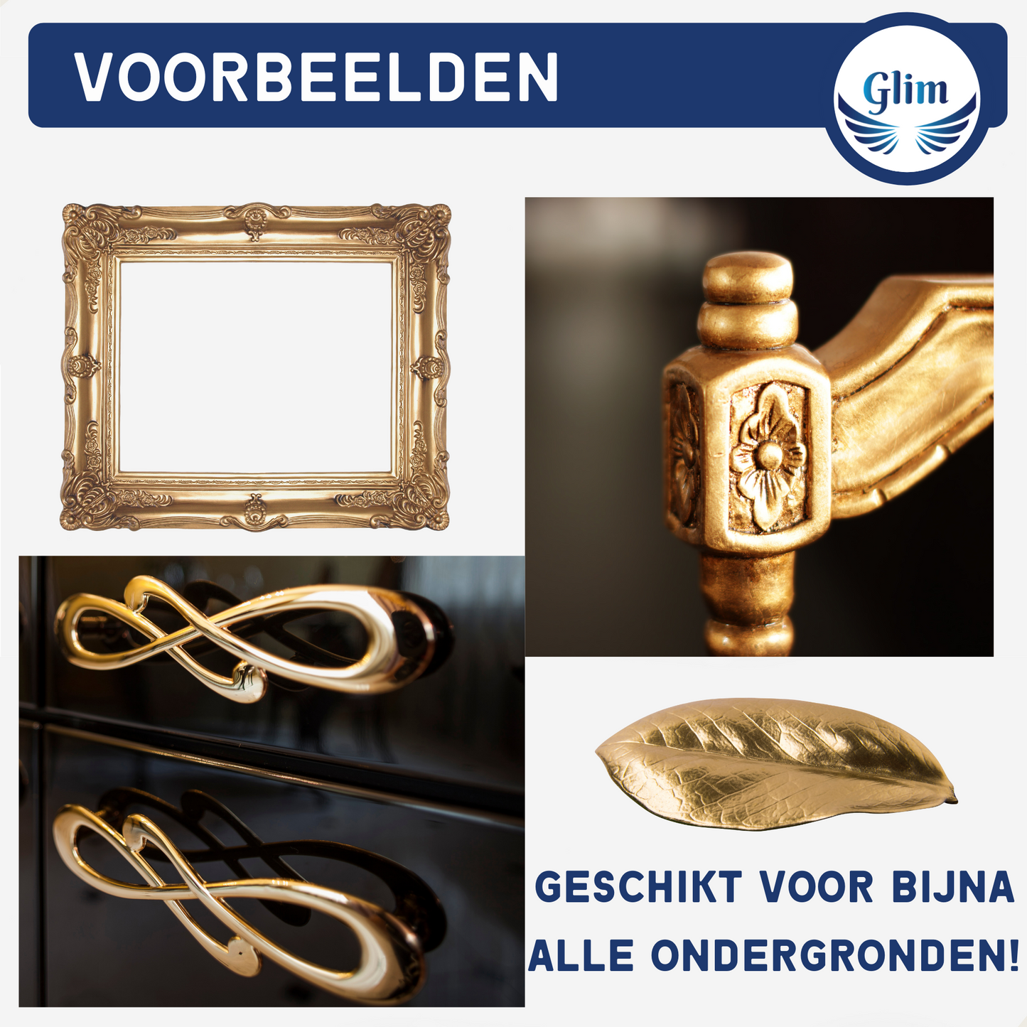 Glim® Bladmetaal Goud XL - 100 vellen - 16*16cm